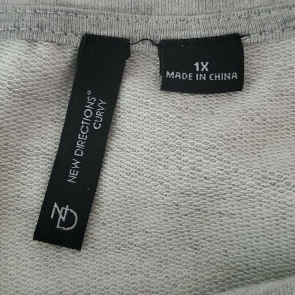 𝅺new Directions Gray Lace Bottom French Terry Long Sleeve Top Plus Size 1X NWT - Picture 7 of 8